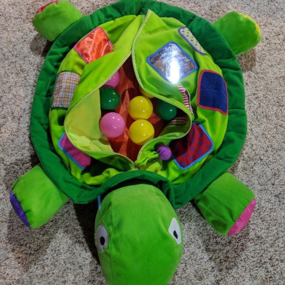 Plush turtle ball pit for babies